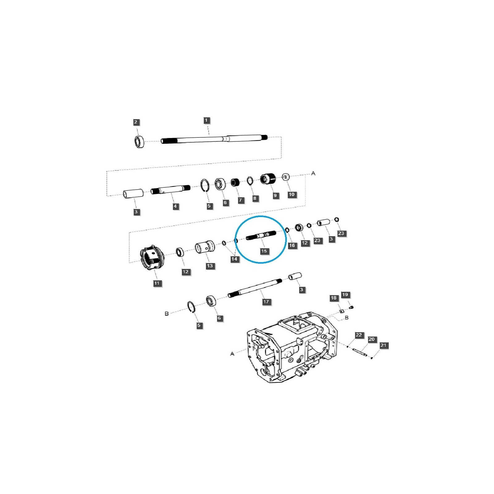 Wałek WOM sprzęgła A1287334 TRG287 / LS Tractor / 40009348