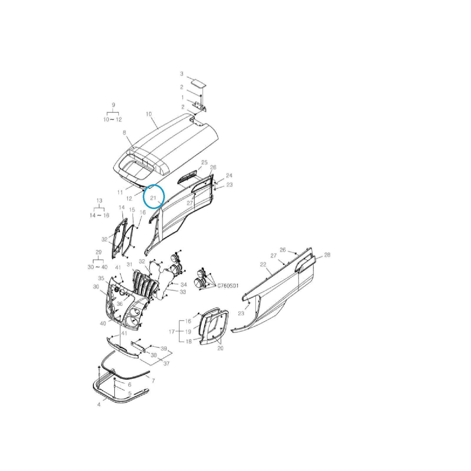 copy of Motorabdeckung / Rechts / G830 / LS Traktor / Nr. 40293882
