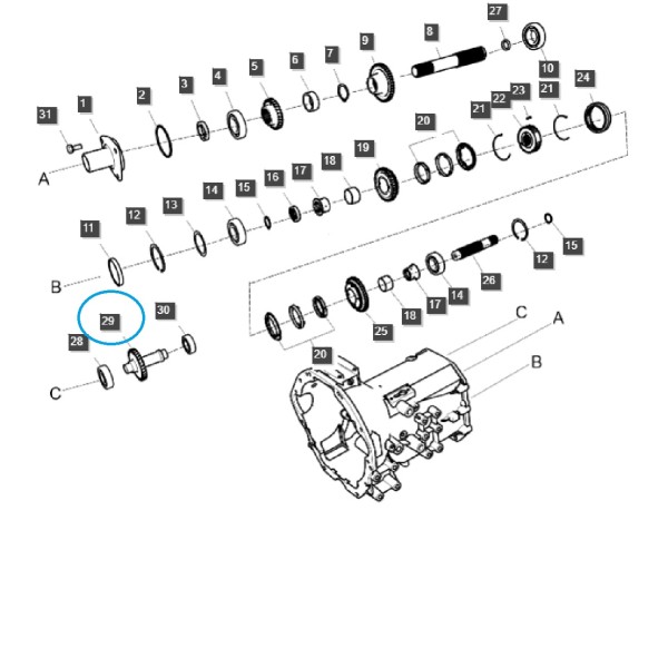 Hřídel, zpátečka / TRG281 / LS Traktor / 40309714