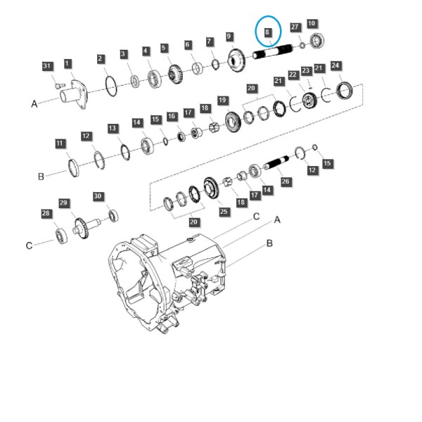 Hřídel, zpátečka / TRG281 / LS Traktor / 40309714
