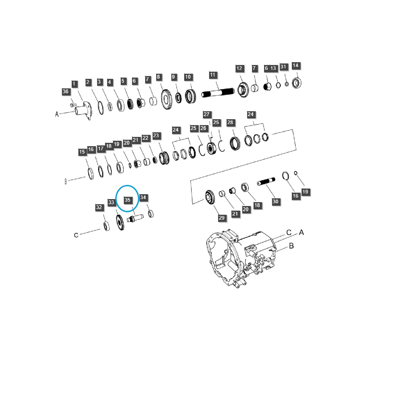 copy of Hřídel, zpátečka / TRG281 / LS Traktor / 40309714