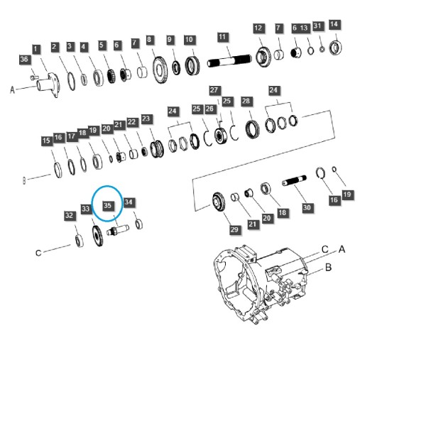 copy of Shaft, reverse gear / TRG281 / LS Tractor / 40309714