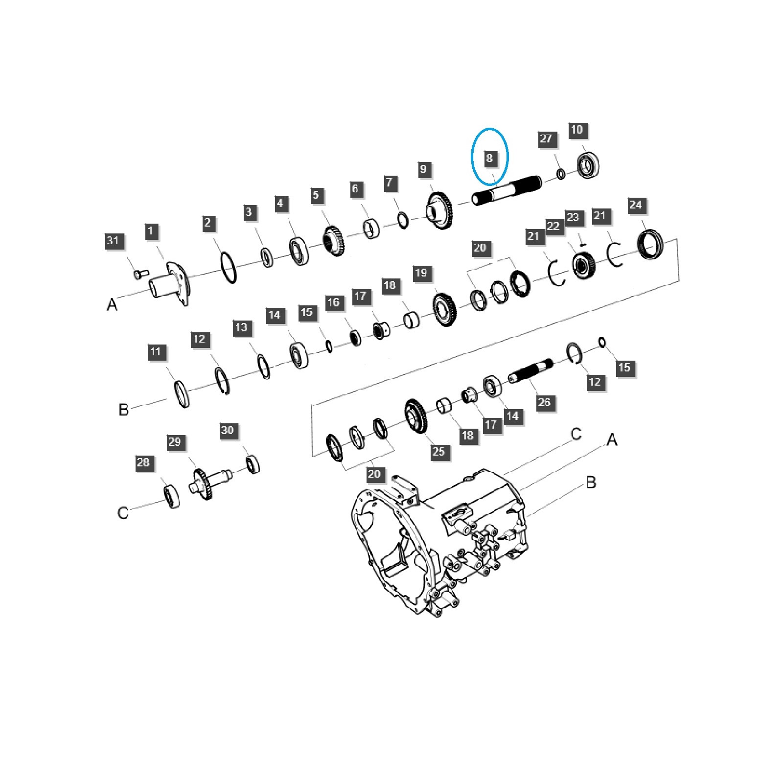 copy of Shaft, reverse gear / TRG281 / LS Tractor / 40309714