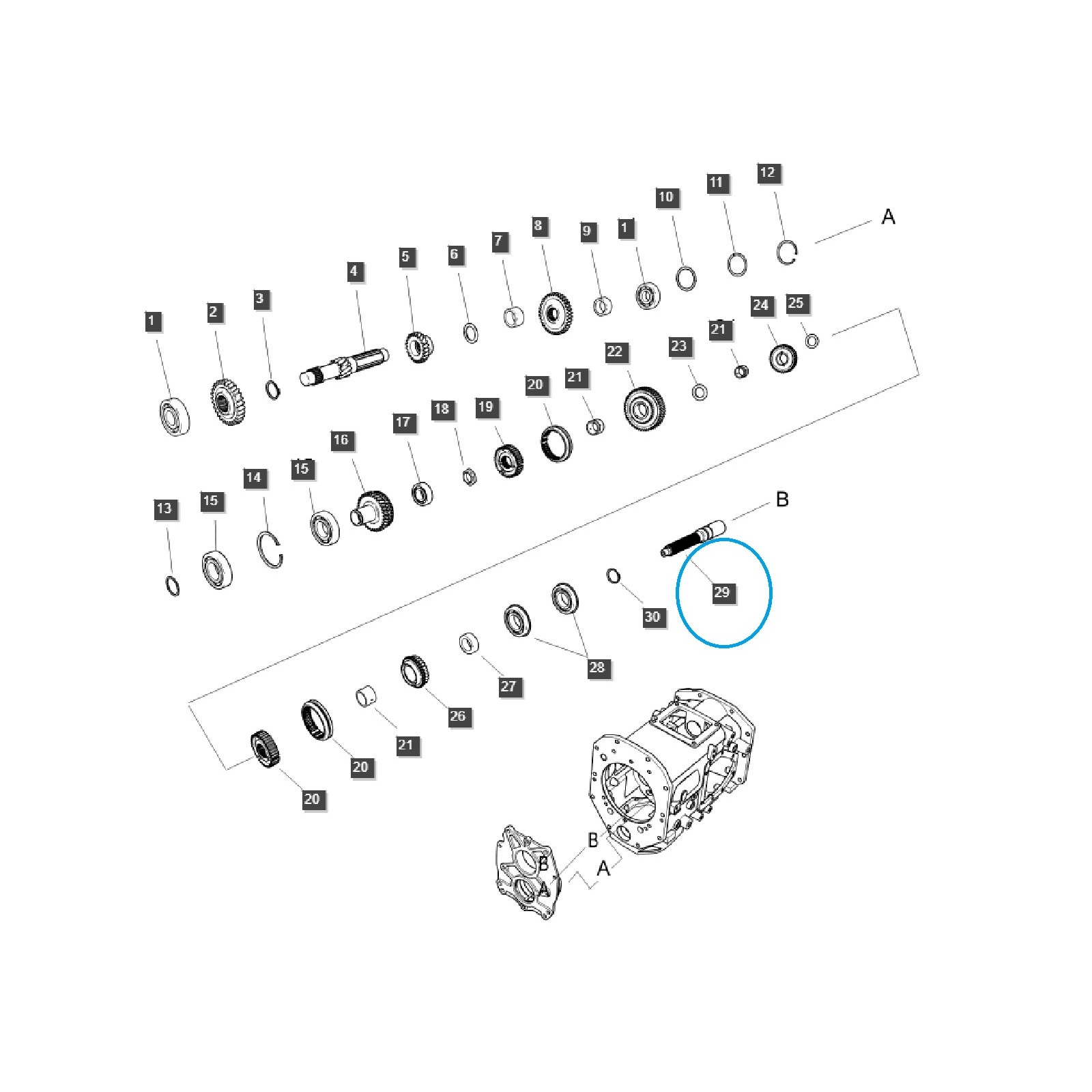Stredový hriadeľ PTO/PTO / TRG287 / Ls Traktor 40196985