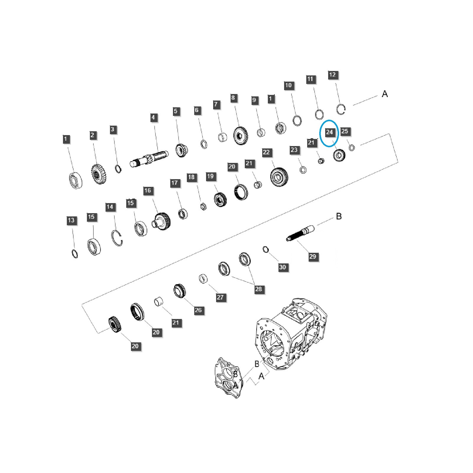 Środkowy wałek przekładni PTO/WOM / TRG287 / LS Tractor 40196985 | Traktor.com.pl