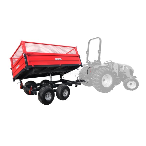 Przyczepa rolnicza dwuosiowa 2,5T z kiprem i nadstawkami z siatki 4FARMER | Traktor.com.pl