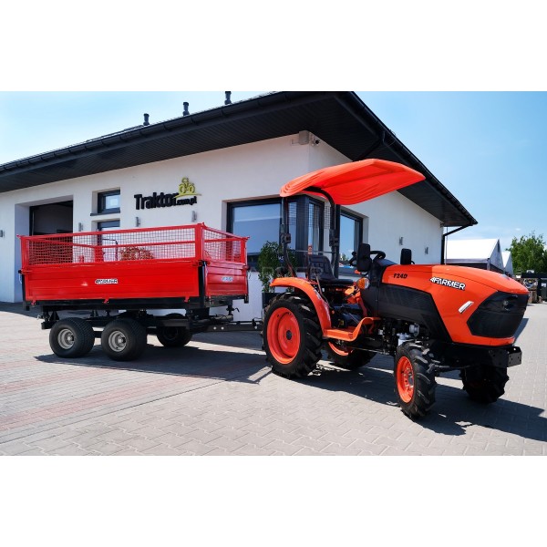 2.5T two-axle agricultural trailer with a tipper and mesh extensions 4FARMER | Traktor.com.pl