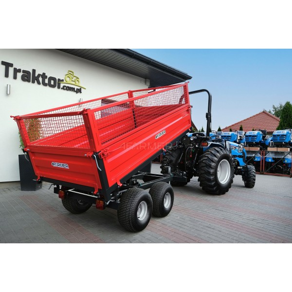 2.5T two-axle agricultural trailer with a tipper and mesh extensions 4FARMER | Traktor.com.pl