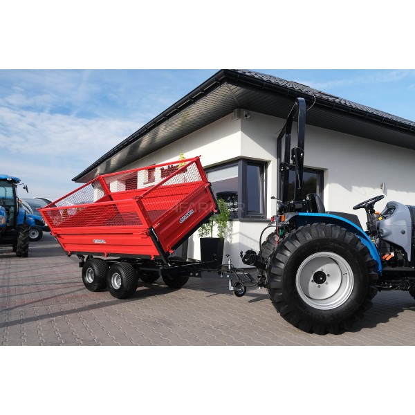 Przyczepa rolnicza dwuosiowa 2,5T z kiprem i nadstawkami z siatki 4FARMER | Traktor.com.pl