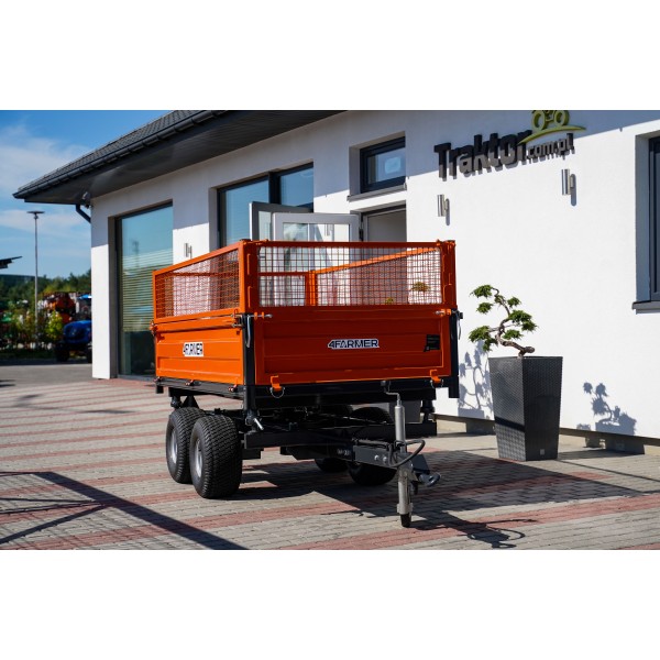 2.5T two-axle agricultural trailer with a tipper and mesh extensions 4FARMER | Traktor.com.pl