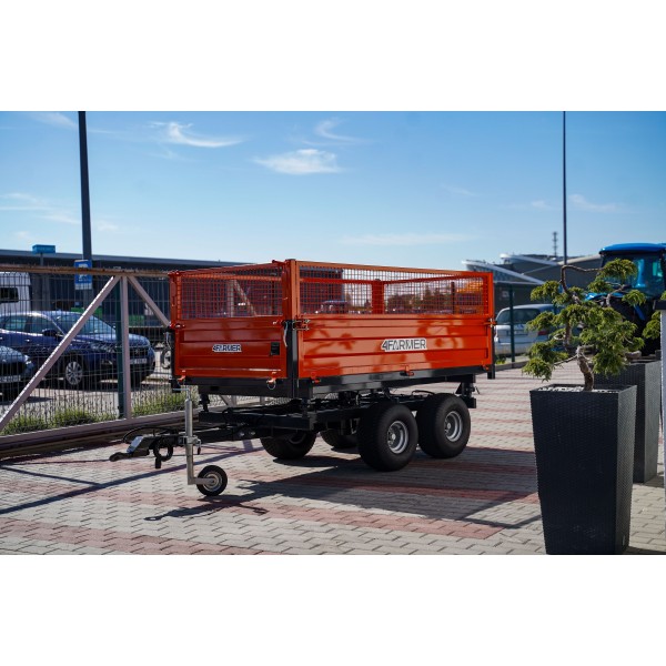 2.5T two-axle agricultural trailer with a tipper and mesh extensions 4FARMER | Traktor.com.pl