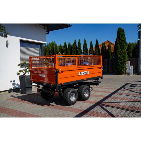 2.5T two-axle agricultural trailer with a tipper and mesh extensions 4FARMER | Traktor.com.pl