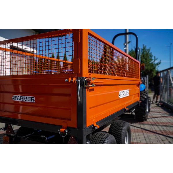 Remorque agricole 2,5T à deux essieux avec benne basculante et extensions grillagées 4FARMER | Traktor.com.pl