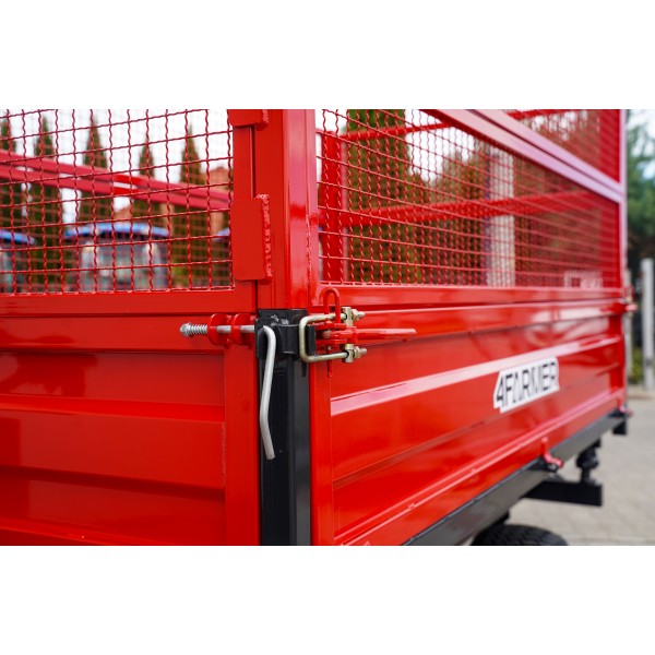 Two-axle agricultural trailer 2.5T with electric tipping and mesh extensions 4FARMER