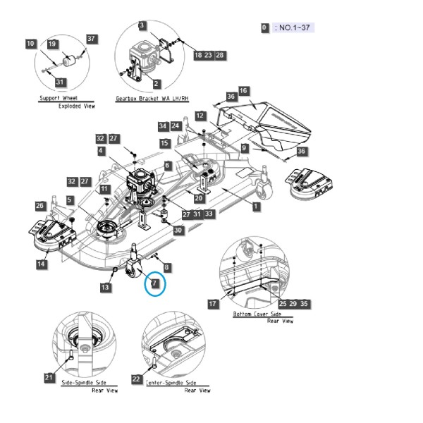 Kompletní opěrné kolo (s rukojetí) pro žací ústrojí / LM1160 / LS Tractor / 40365502