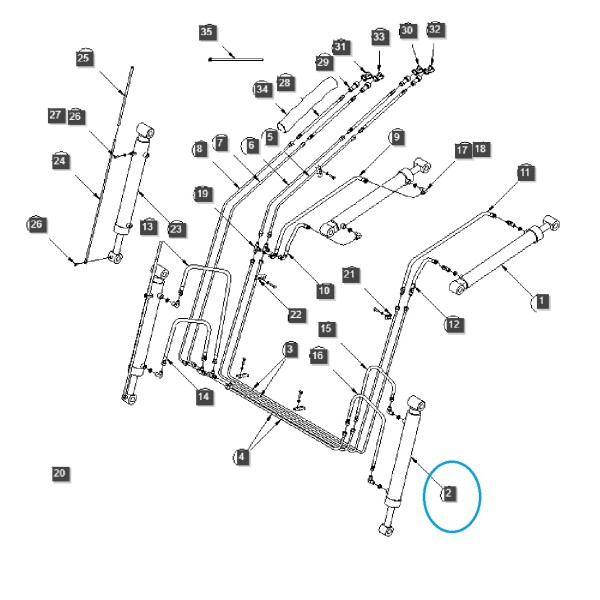 Hydraulický válec čelního nakladače LL4100, LL4101, LL4102, LL4104 / Traktor Ls / 40246131