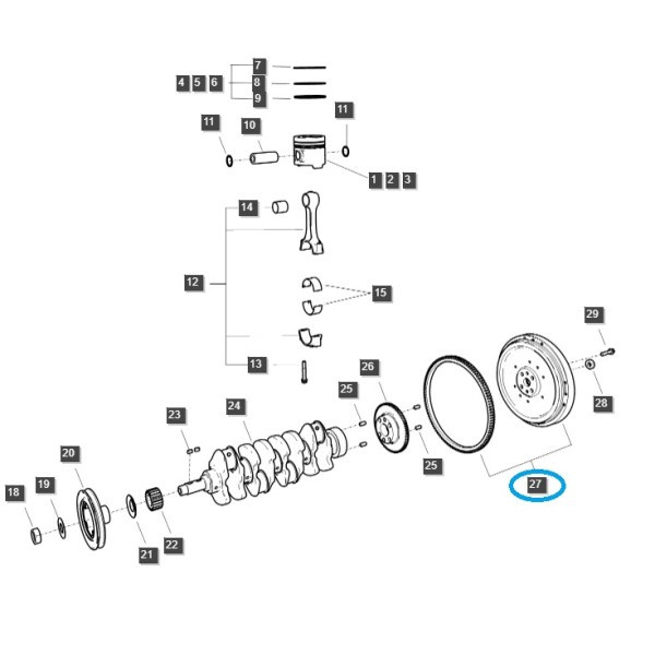 Koło zamachowe / S4Q-Q150 / D342 X 58.5 / LS Tractor / 40389977 / 20101216