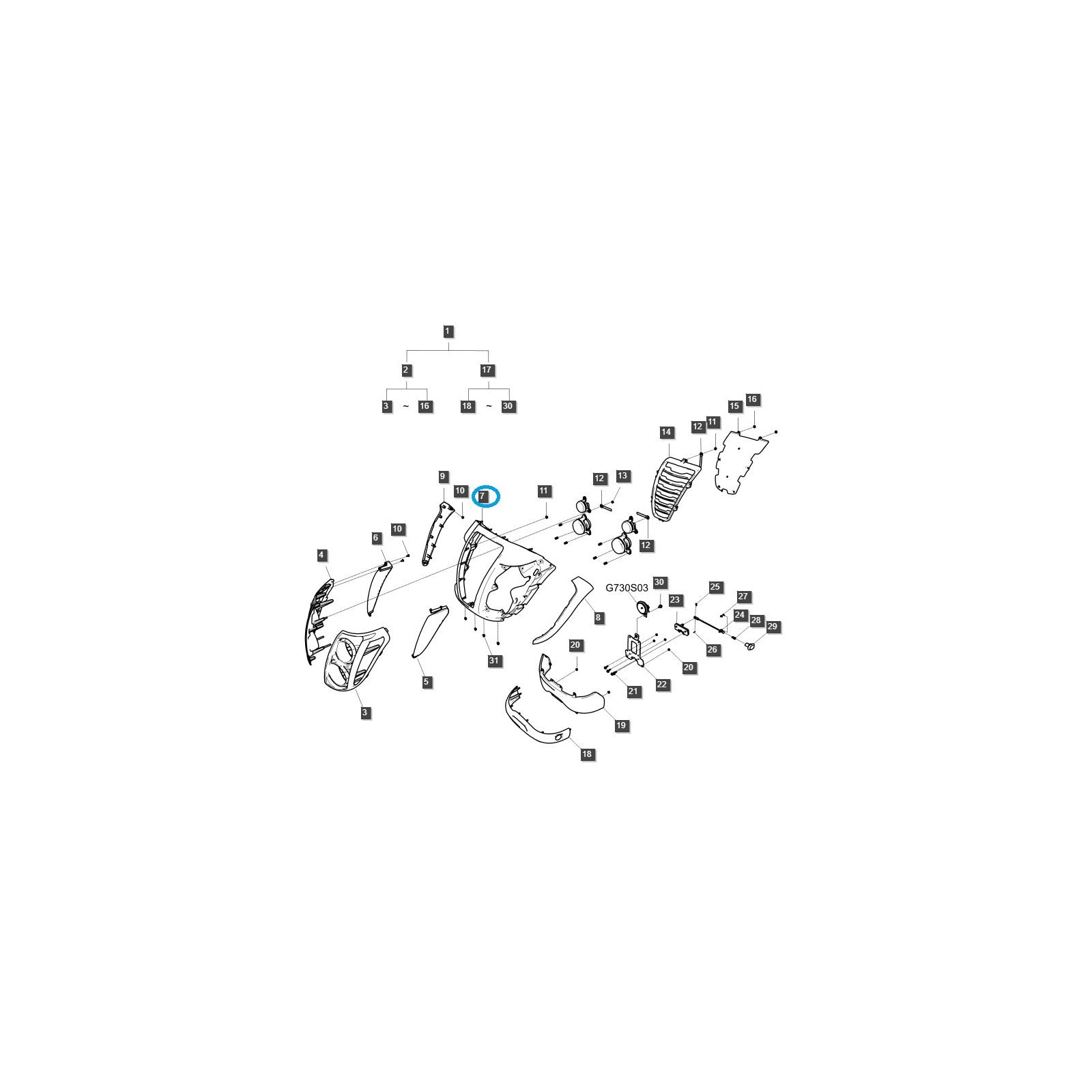 copy of Grille de calandre / TRG830 / Tracteur LS / N° 40267281