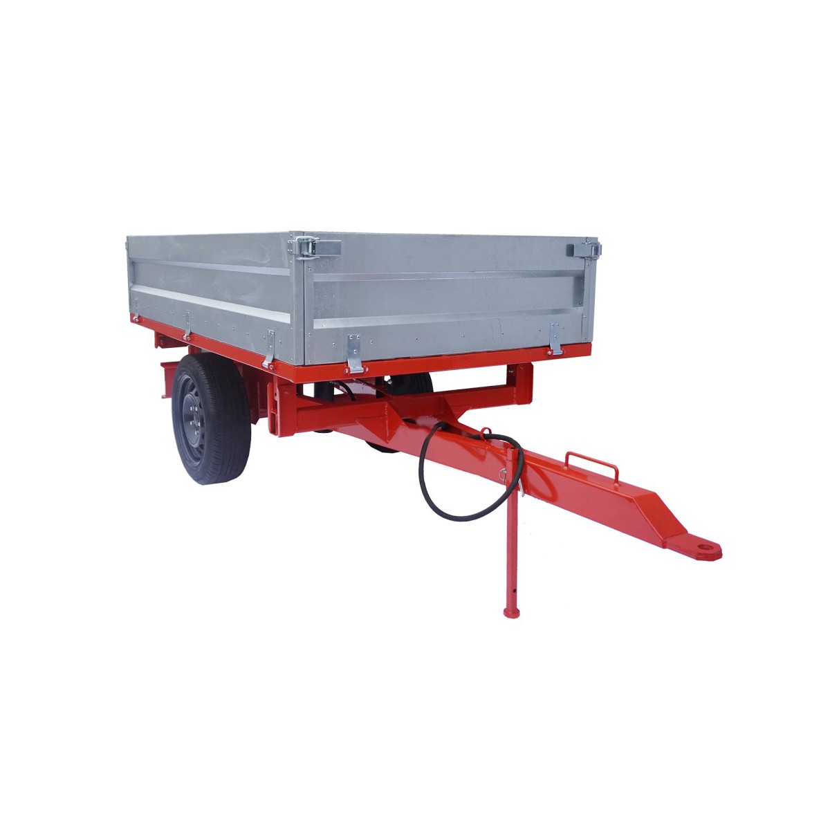 Single-axle agricultural trailer (125 x 205 cm) with Geograss tipper