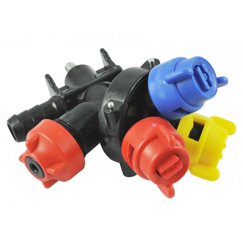 piezas para pulverizadores - Cabezal giratorio con 3 boquillas para pulverizador de huerto Demarol, Tad-Len