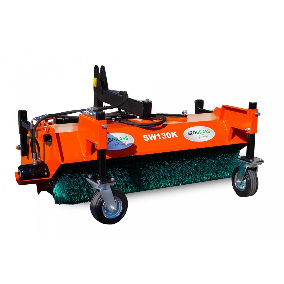 Sweeper SW130 for tractor with basket Geograss