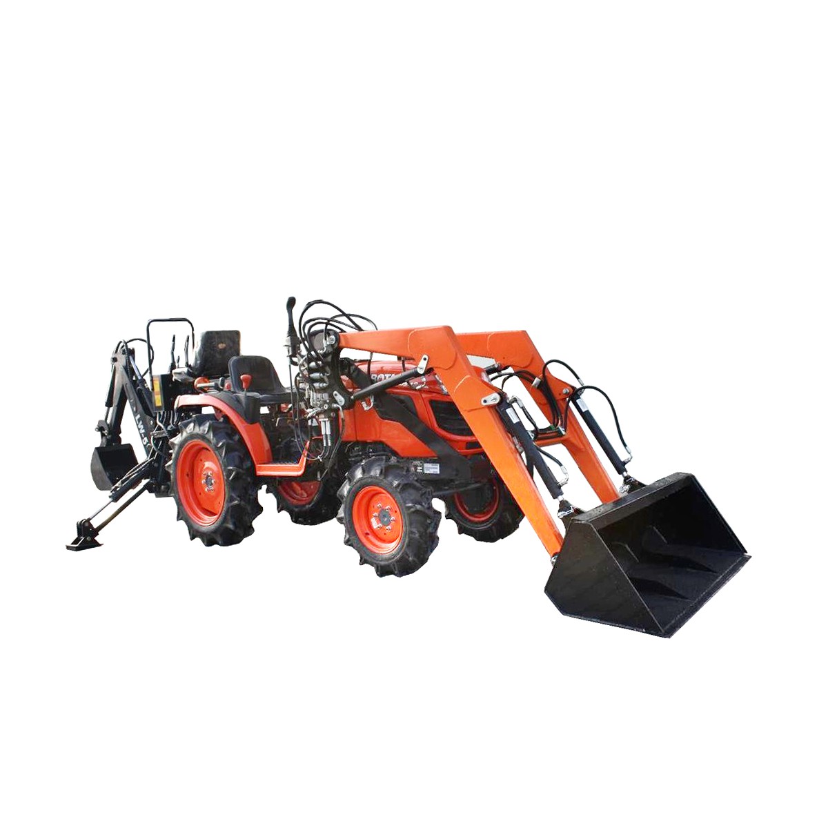 Kubota B2420 4x4 - 24KM + cargador frontal LAD-3 TUR + excavadora para tractor LW-5 4FARMER