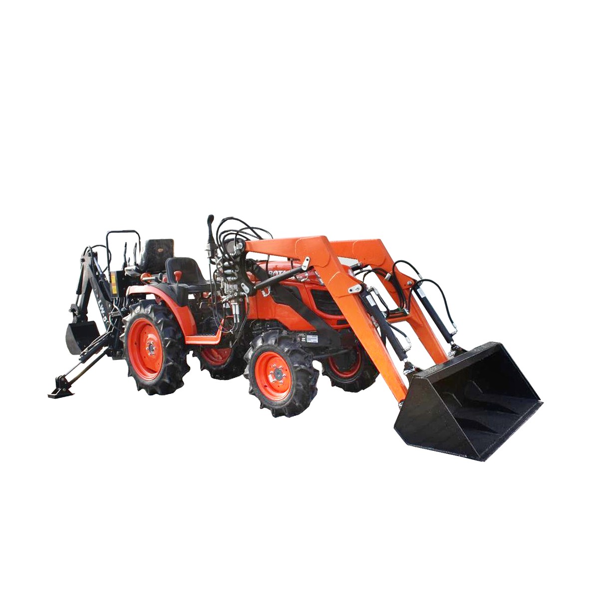 Kubota B2420 4x4 - 24KM + LAD-3 TUR cargador frontal + excavadora para tractor LW-5 4FARMER