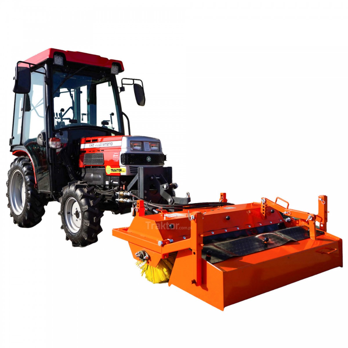 VST MT270 4x4 - 27KM/CAB + barredora 120 cm para tractor Sanko con cesta