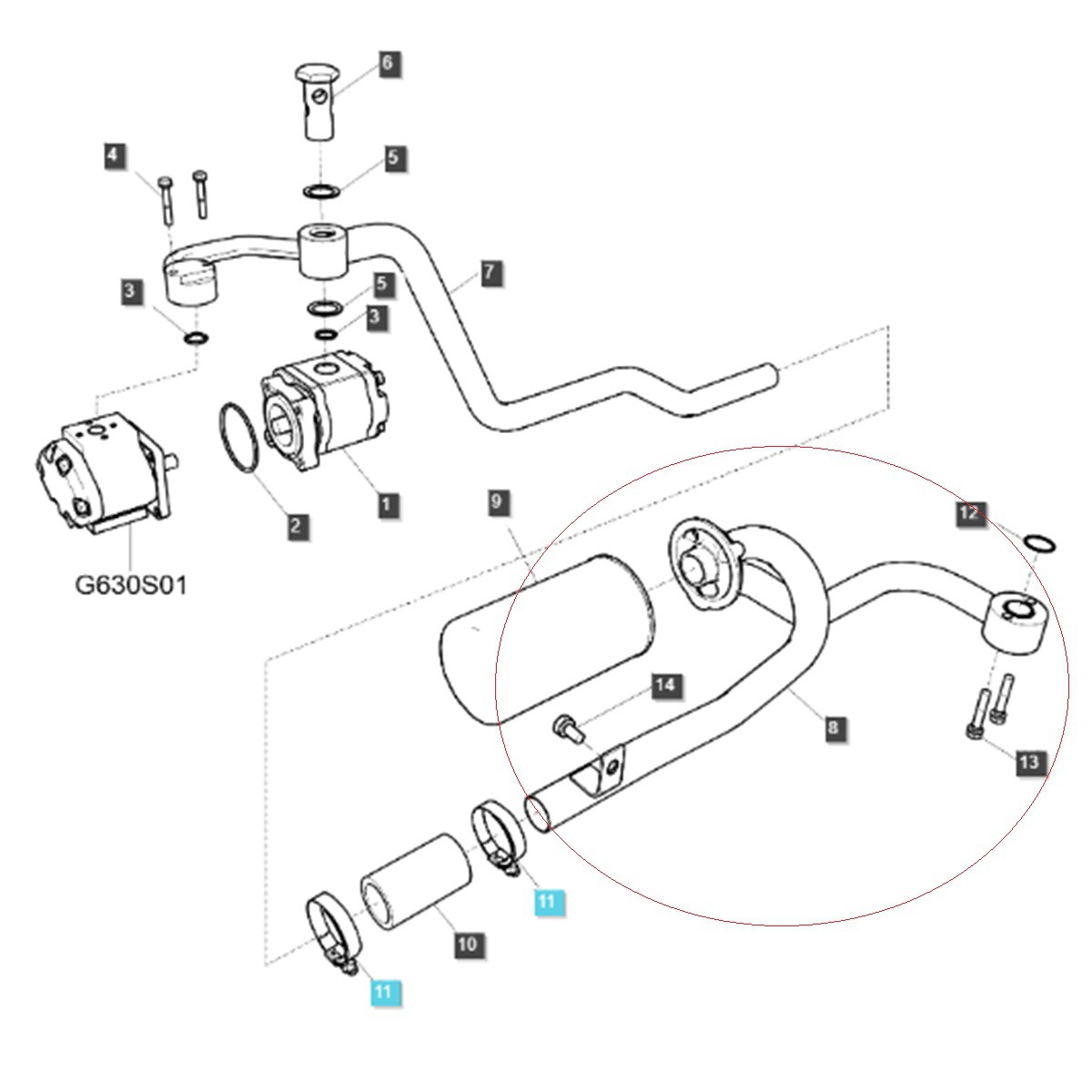 Hydraulikleitung / TRG823 / Ls Traktor Nr. 40011381