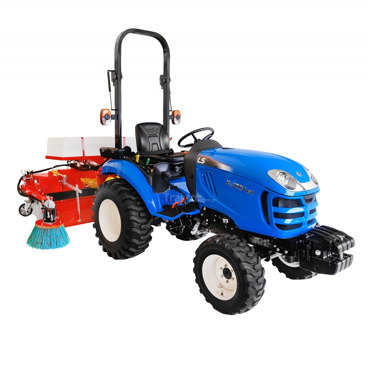 LS Traktor XJ25 HST 4x4 - 24,4 PS / IND + 120 cm Kehrmaschine mit Korb, Bewässerungsbehälter und Seitenbürste 4FARMER