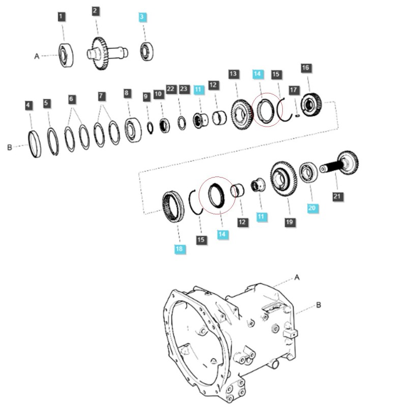 piezas para ls - Anillo cónico sincronizado / 73 x 8,00 mm / Ls Tractor 40354931 / 40009156