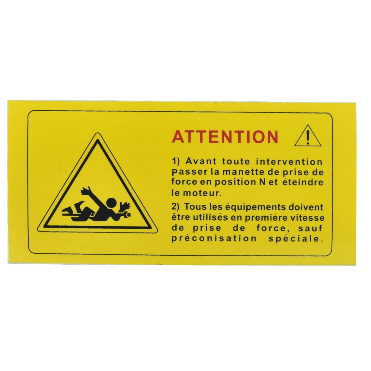 Warning sticker / PTO/PTO / 125 x 60 mm / ATTENTION