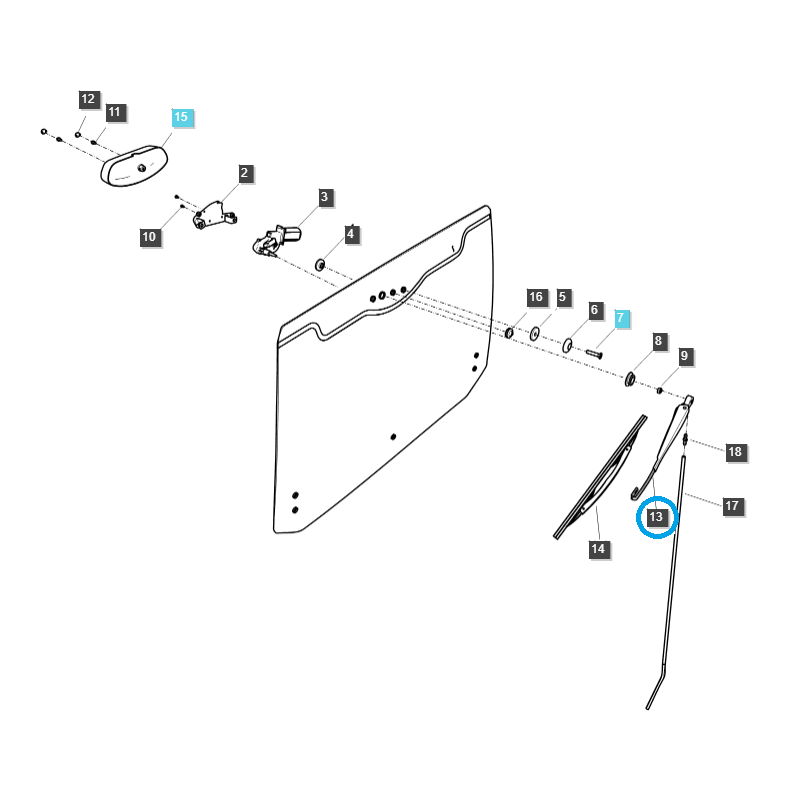pozostale karoseria i wyposazenie kabiny - Ramię tylnej wycieraczki / TRG750 / LS Tractor / nr 40265169