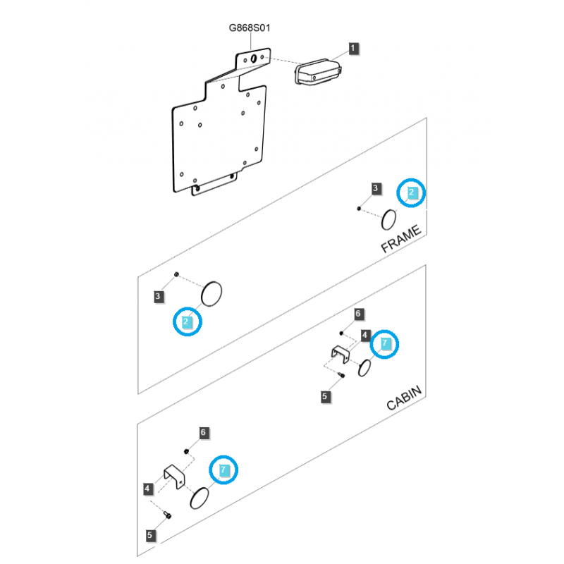 části karoserie - Zadní odrazka / TRG760 / LS Traktor / č. 40435285