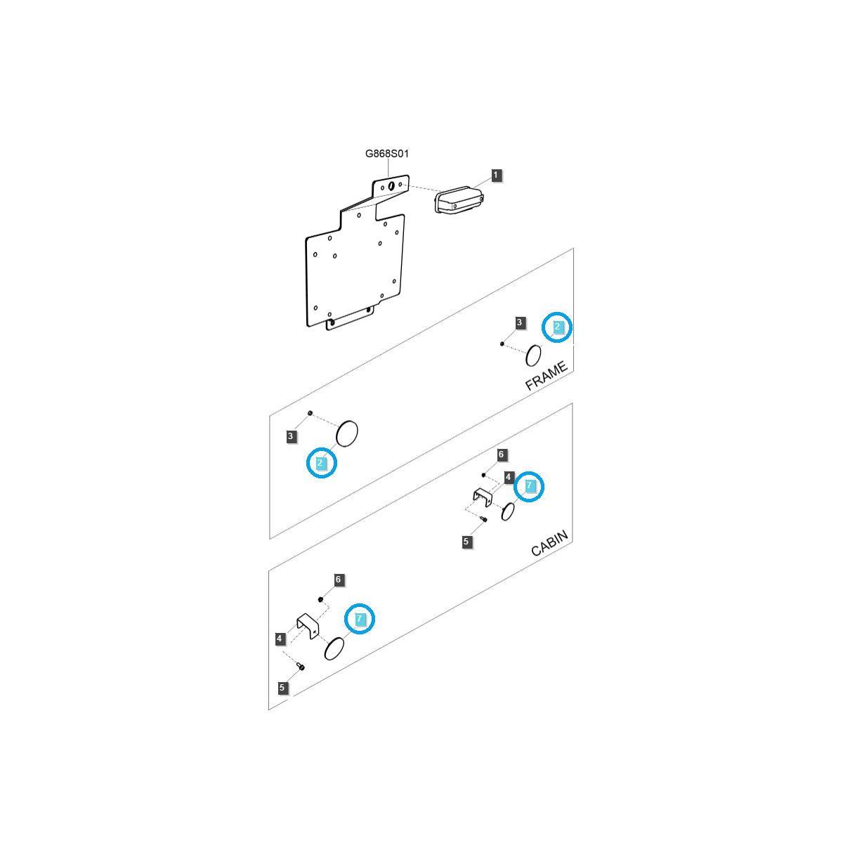 Réflecteur arrière / TRG760 / Tracteur LS / n° 40435285