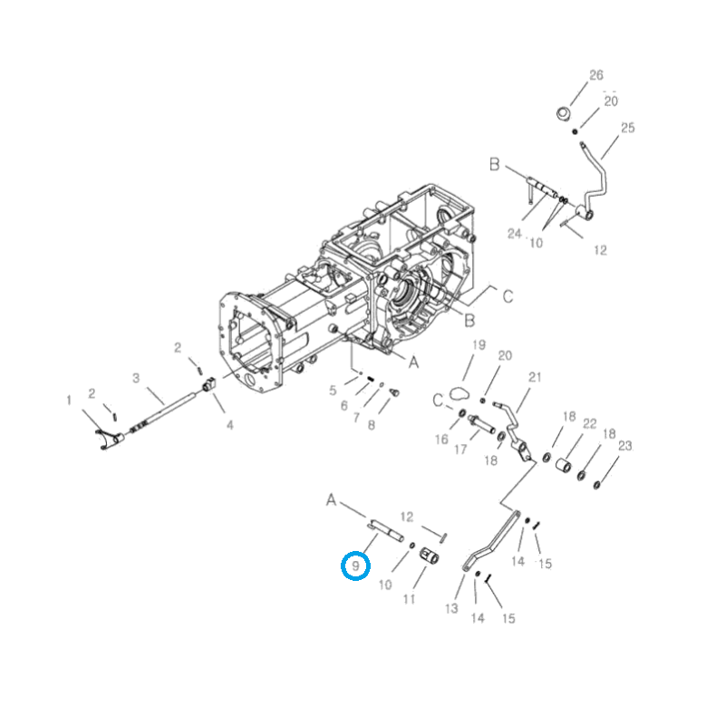 pozostale uklad napedowy - Dźwignia załączania napędu 4WD / TRG291 / LS Tractor nr 40012236
