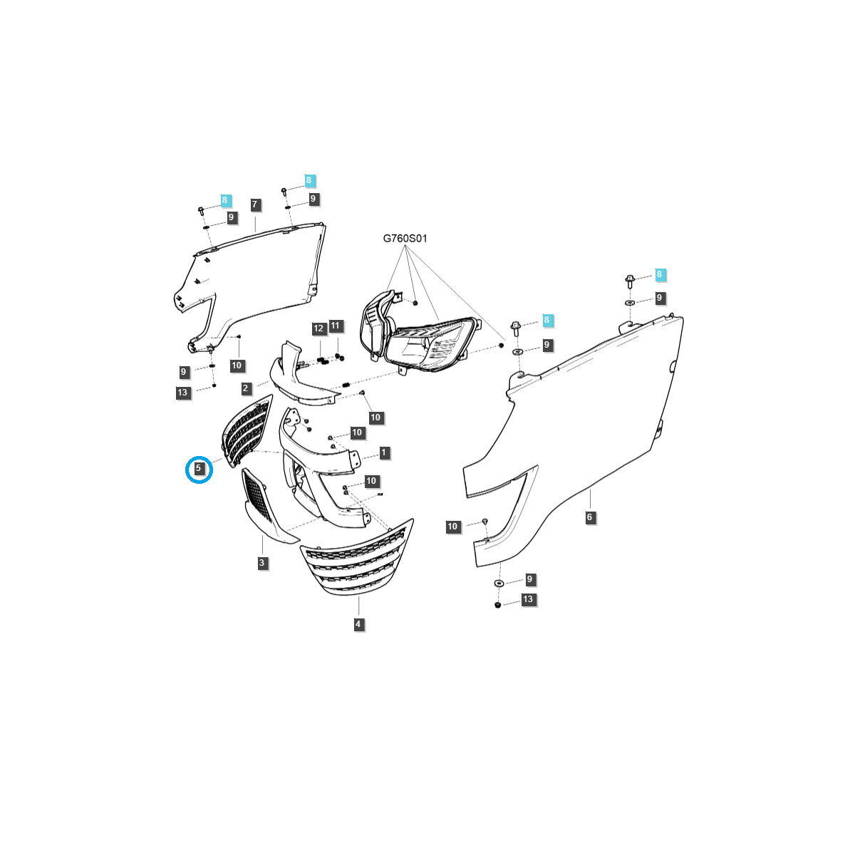 Dummy / pravý gril / TRG830 / LS Traktor / č