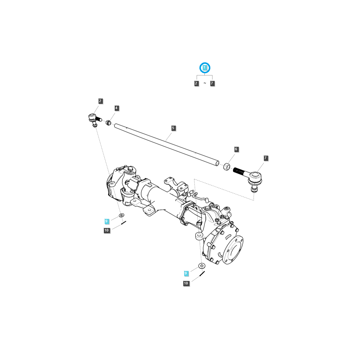 Crémaillère de direction avec embouts de tige / G610 / LS Tracteur no.