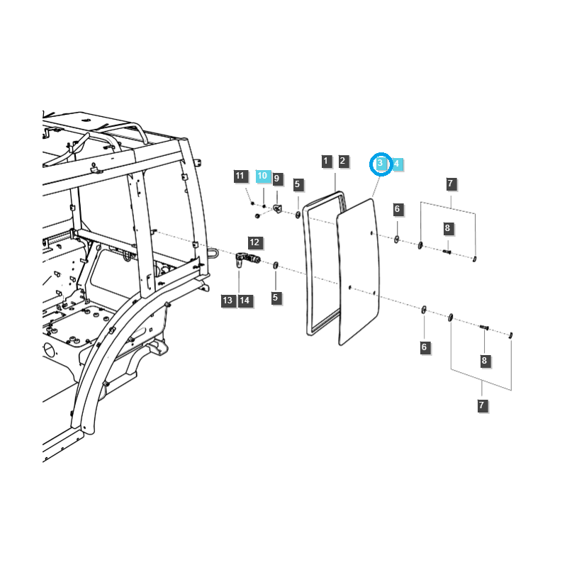 karosserieteile - Kabinenseitenfenster / links / TRG863 / LS Traktor / Nr. 40430150