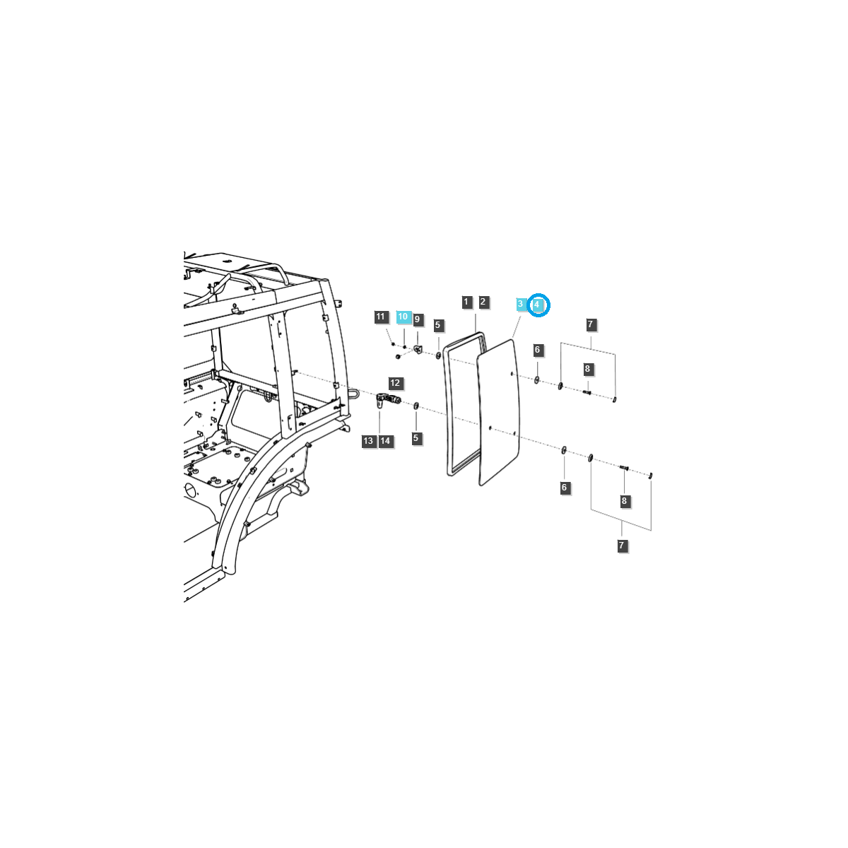 Cab side window (right) / TRG863 / Ls Tractor No. 40430151