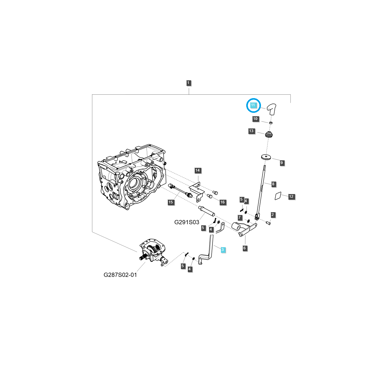 elementos de equipamiento de cabina - Soporte de varilla de palanca de toma de fuerza/toma de fuerza / TRG970 / Tractor LS / n.º 40239362