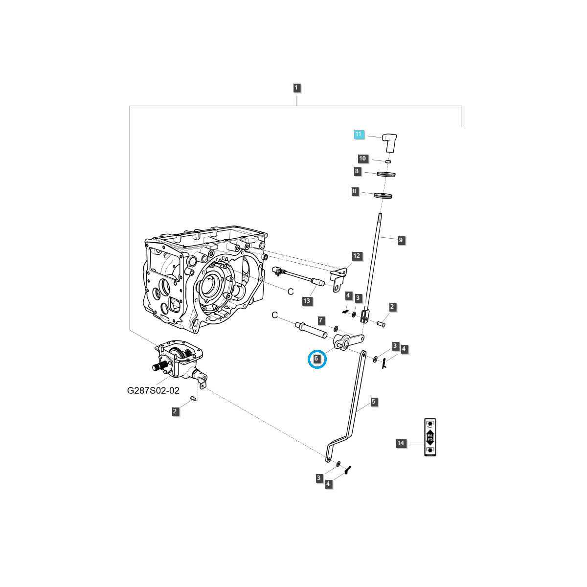 Páka vývodového hriadeľa / TRG293 / Traktor LS / Č. 40029909