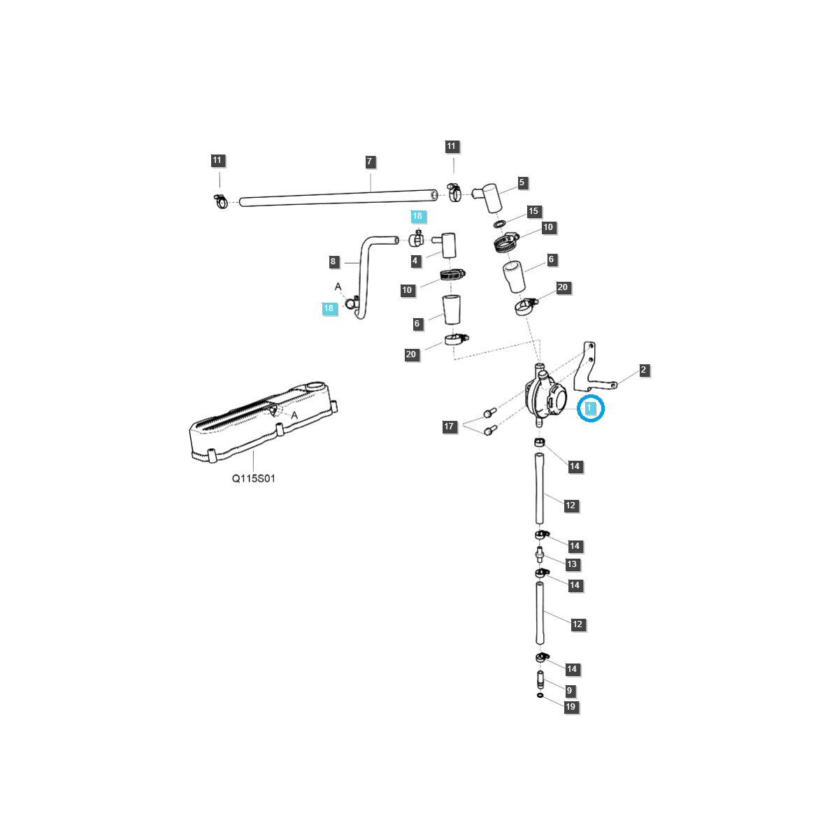 Čerpadlo sekundárního vzduchu / Q115 / LS Traktor / č. 40331072