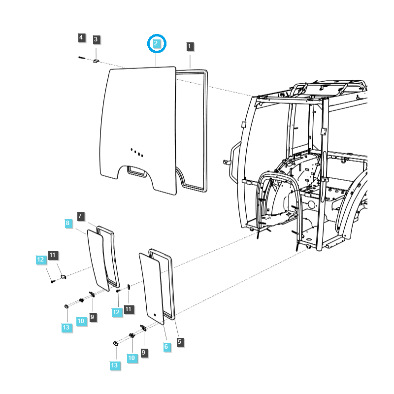 car body parts - Windshield / TRG863 / LS Tractor / No. 40255037 / 40430143